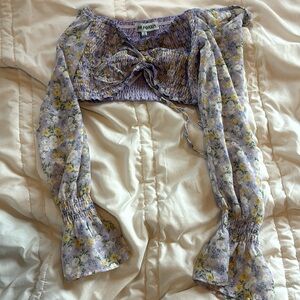 Lavender Floral Crop Top